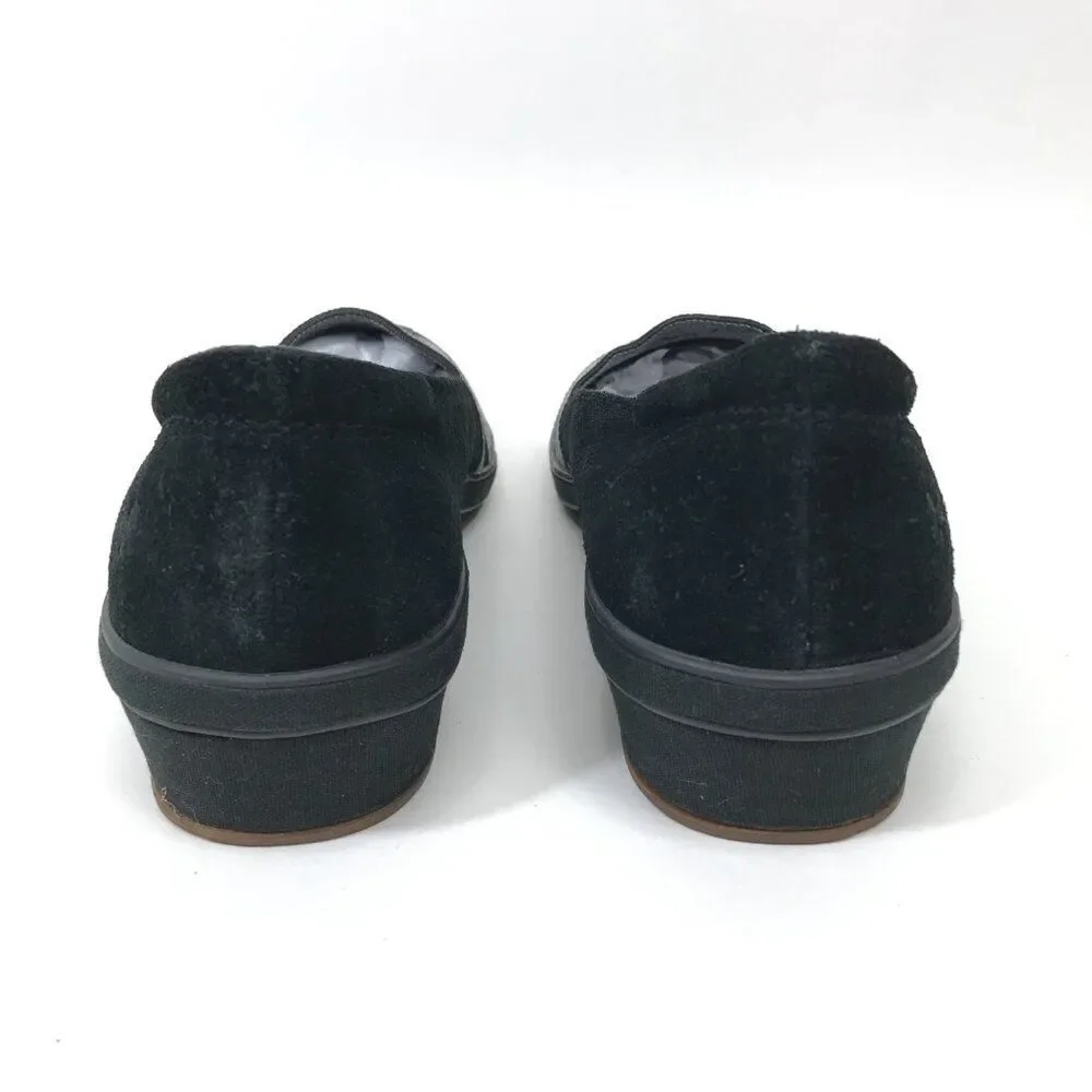 Grasshoppers Suede Ortholite Wedge Loafer Women's Size 8M Black Aztec Casual